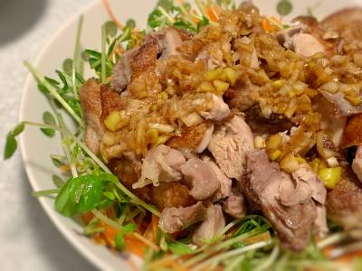 蒸し鶏のパリパリ焼き