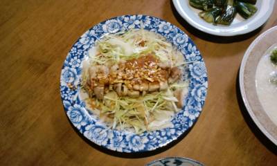 蒸し鶏のパリパリ焼き