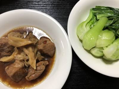 エリンギと豚肉のバルサミコ煮込み