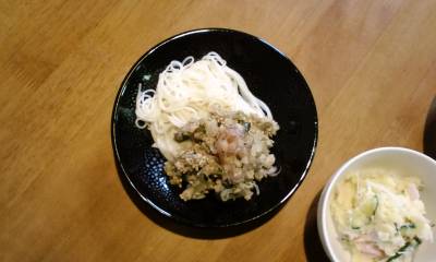 なすそぼろそうめん