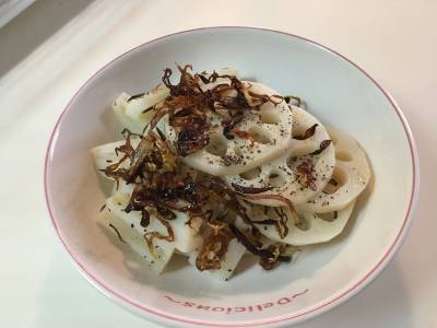 ダブルれんこんのねぎ油あえ