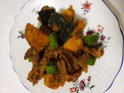 かぼちゃと牛肉のバターじょうゆ