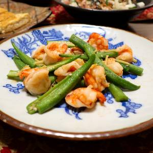 オクラとえびのしょうが炒め