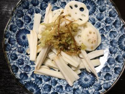 ダブルれんこんのねぎ油あえ