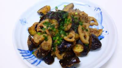 なすとれんこんの肉みそ炒め