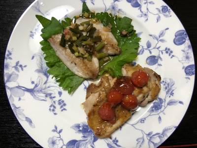 あじと鶏肉のフライパン焼き