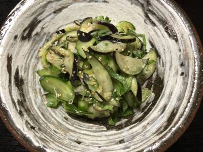 秋なすのピリ辛あえ