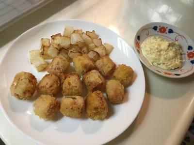 素揚げ大根と魚肉ソーセージフライ