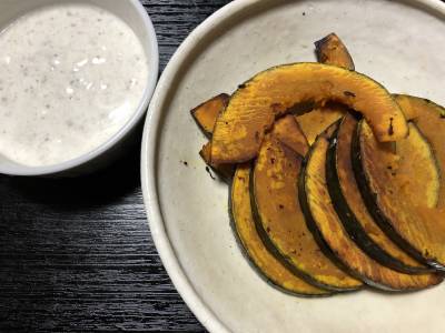 減塩 いかとかぼちゃのソテーヨーグルトソース