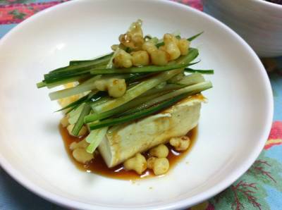 天かすときゅうりの冷ややっこ