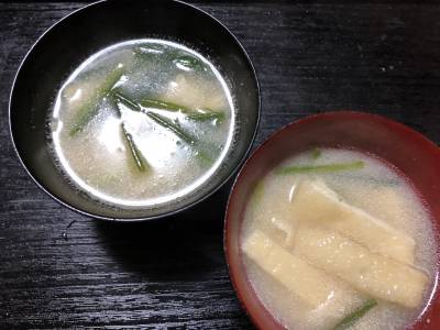 油揚げとわけぎのみそ汁