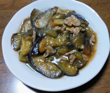 なすとひき肉のピリ辛炒め