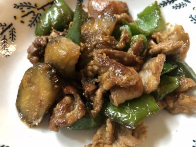 なすと豚肉のしぎ焼き