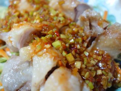 蒸し鶏のパリパリ焼き