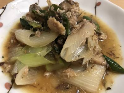 さば缶とねぎのみそ煮