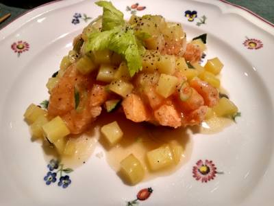 秋さけのじゃがいもあんかけ バター風味