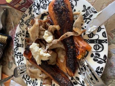 にんじんの蒸し焼きベーコン添え