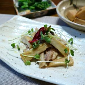 エリンギと鶏肉のアーリオ・オーリオ