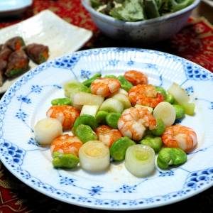 そら豆とえびの塩炒め