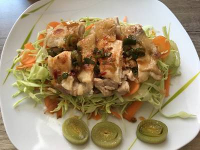 蒸し鶏のパリパリ焼き