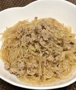 冷凍豚ひき肉と春雨の煮物