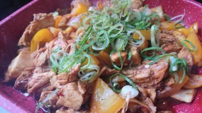 鶏とピーマンのどて煮風