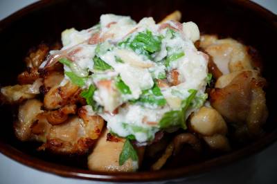 鶏から揚げの香味とろろだれ