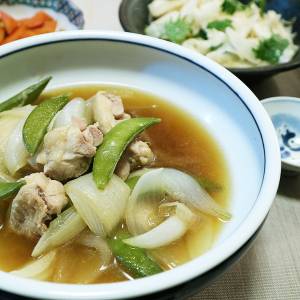 スナップえんどうと鶏の炊いたん