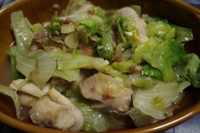 鶏肉の梅バター炒め