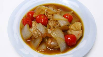 新たまと鶏肉のさっぱり黒酢煮