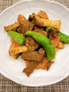 かぼちゃと牛肉のバターじょうゆ