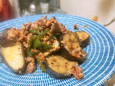 なすと豚肉のしぎ焼き