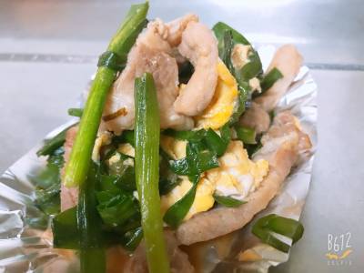 豚肉とにらの卵炒め