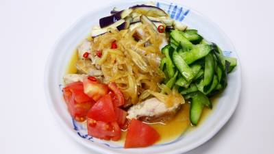 鶏の南蛮づけ 夏野菜添え