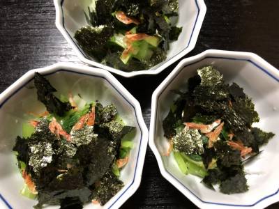 小松菜と桜えびののりあえ