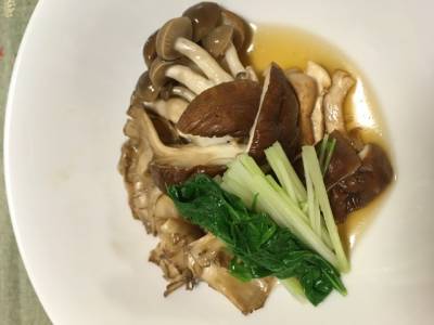 焼ききのこと水菜のおひたし