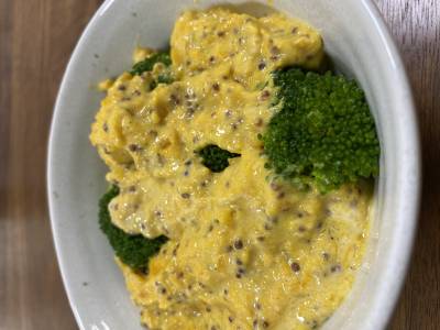 かぼちゃとブロッコリーのアーモンドサラダ