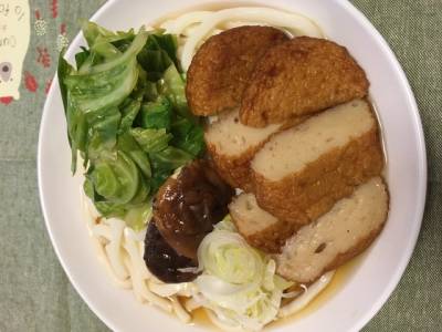 キャベツとさつま揚げの冷やしうどん