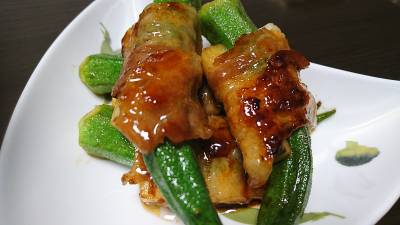 オクラの豚バラ巻き