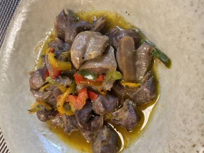 砂肝の黒こしょう炒め