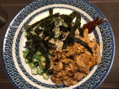オクラナムルと長芋のビビンバ
