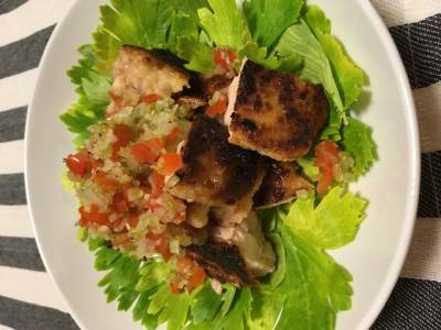 チキンソテー レモンセロリだれ