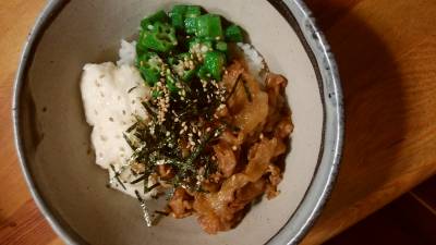 オクラナムルと長芋のビビンバ