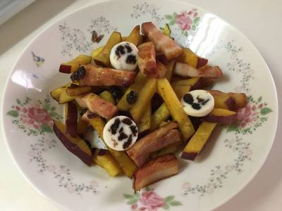 さつまいもと鶏肉のレーズンバターきんぴら