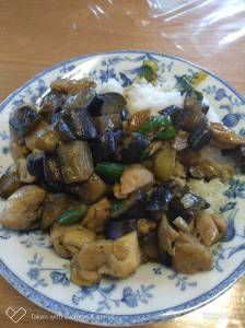 なすと鶏肉のドライカレー