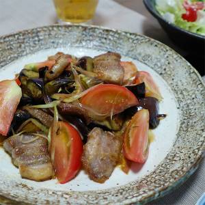 なすと豚肉の香味あえ