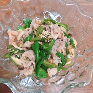 ピーマンと豚肉の黒酢炒め