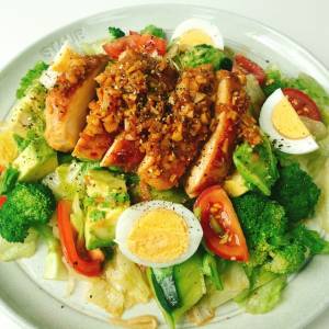 にんにく照り焼きと夏野菜のサラダ仕立て