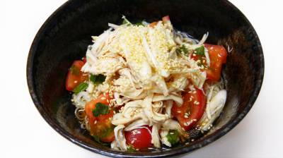 鶏ささ身の香味そうめん