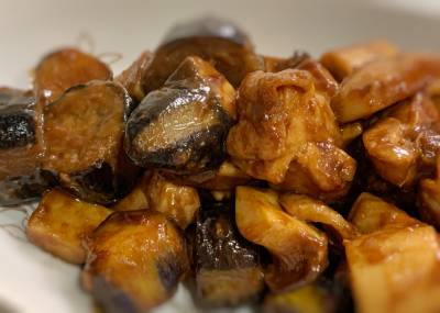 なすと鶏肉のみそ炒め